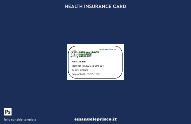 modello di tessera di assicurazione sanitaria della Nigeria in stile verificato